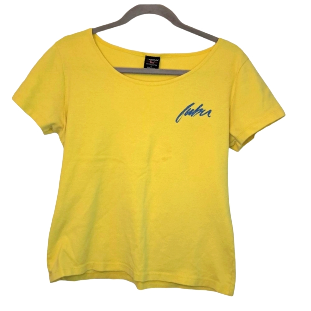 FUBU Y2K Yellow Short Sleeved Logo Tee Size XL